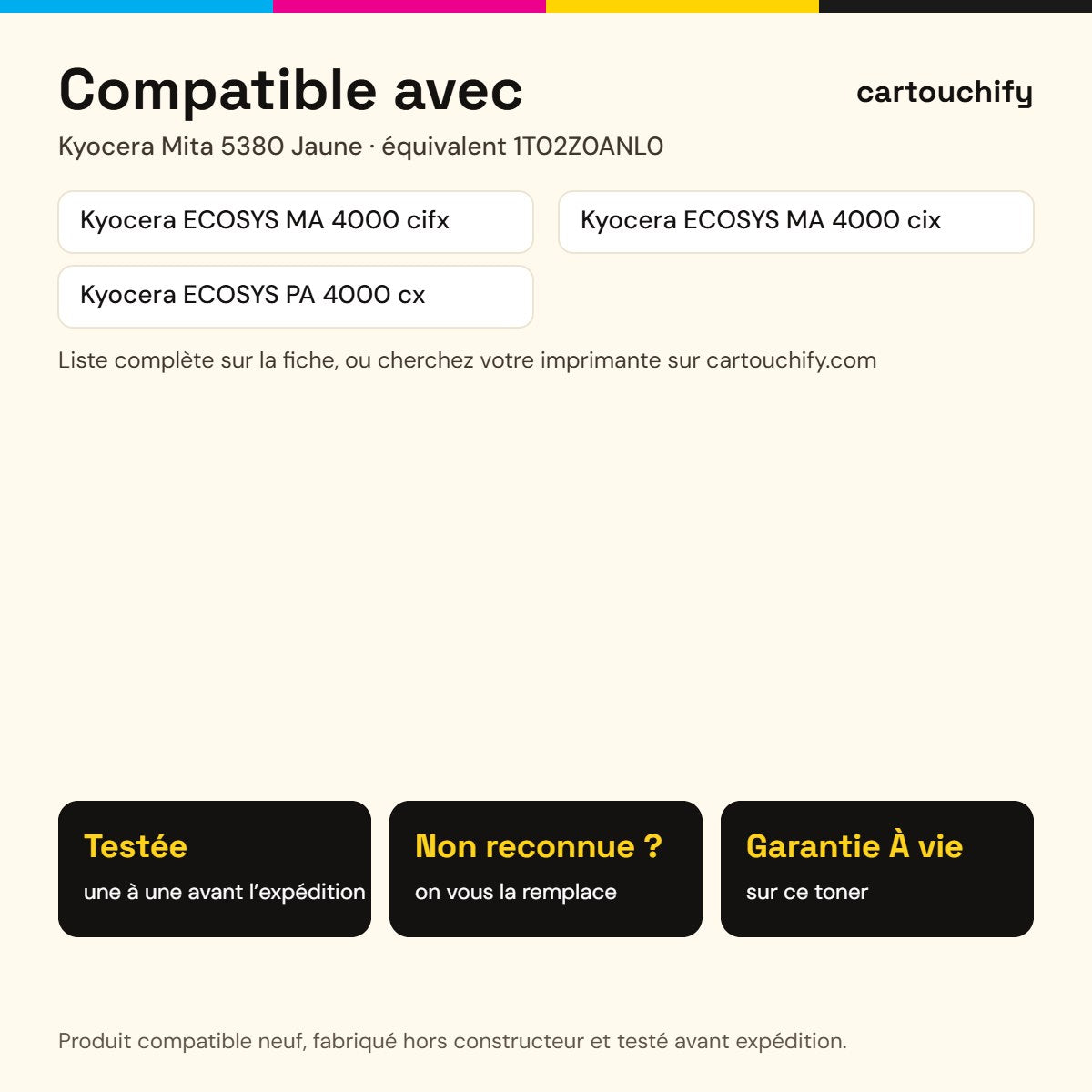 Imprimantes compatibles avec Kyocera Mita 5380 Toner Jaune compatible équivalent à 1T02Z0ANL0, TK-5380Y · Switch