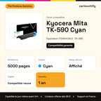 Kyocera Mita TK-590 Toner Cyan compatible équivalent à 1T02KVCNL0 : caractéristiques