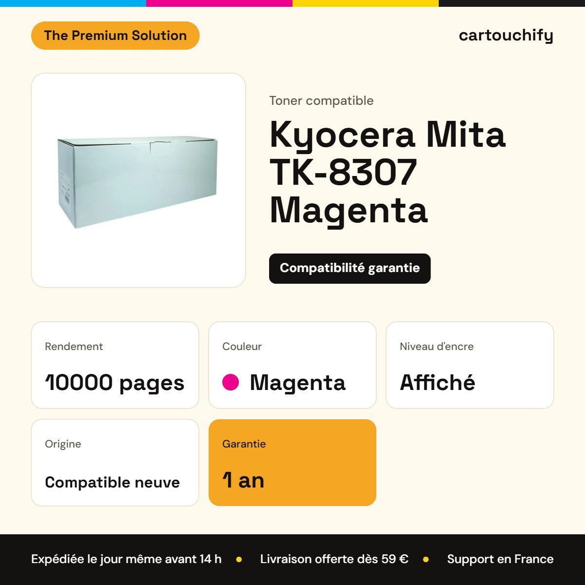 Kyocera Mita TK-8307 Toner Magenta compatible : caractéristiques