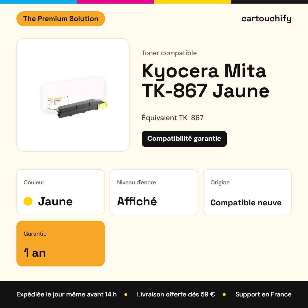Kyocera Mita TK-867 Toner Jaune compatible : caractéristiques