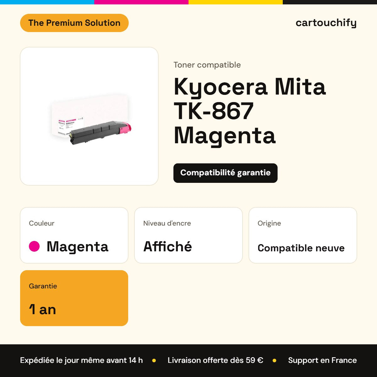 Kyocera Mita TK-867 Toner Magenta compatible : caractéristiques