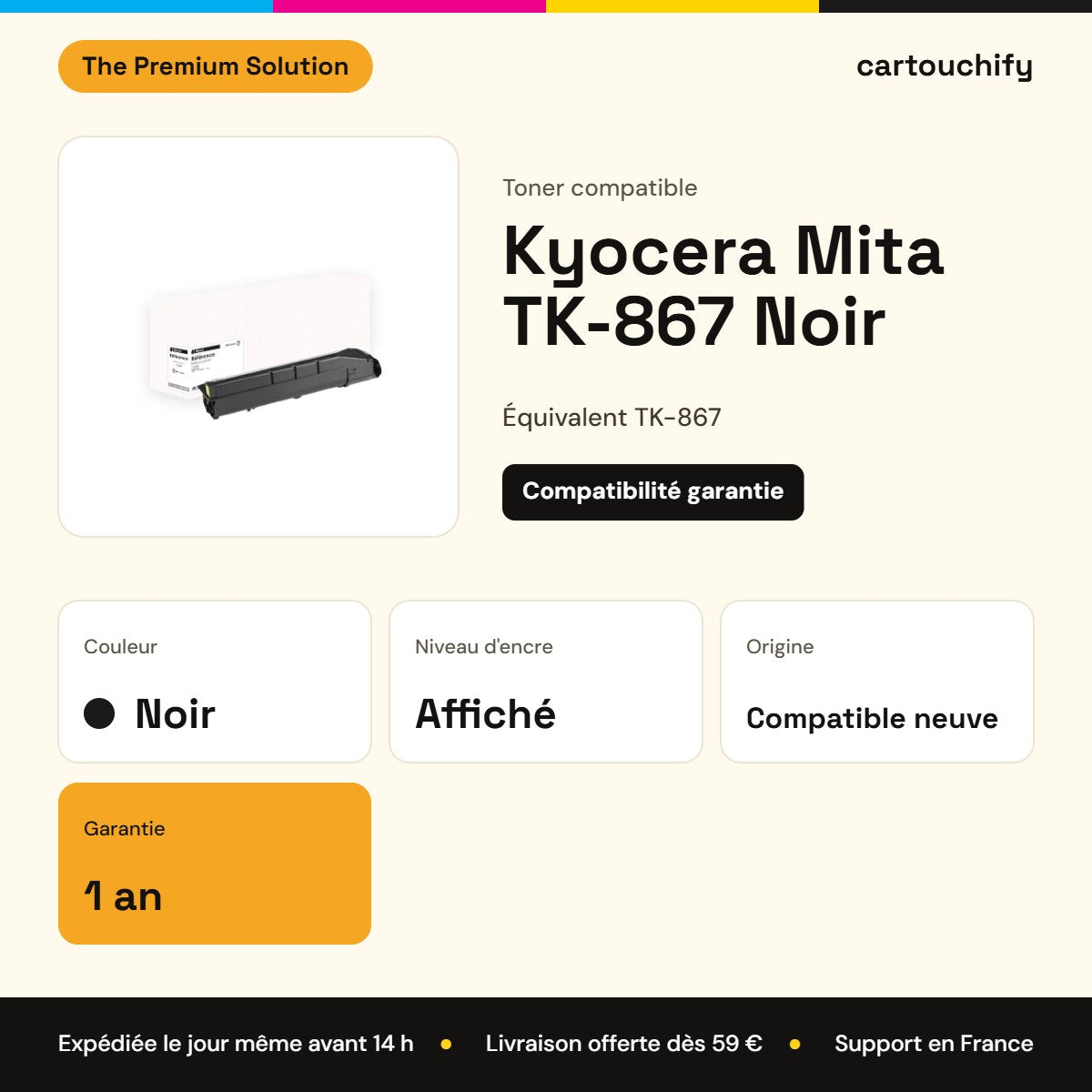 Kyocera Mita TK-867 Toner Noir compatible : caractéristiques