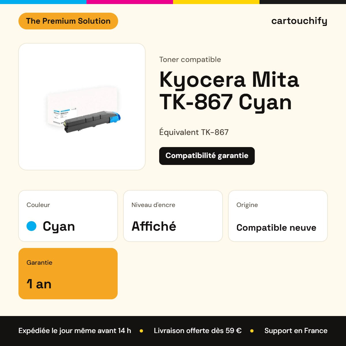 Kyocera Mita TK-867 Toner Cyan compatible : caractéristiques