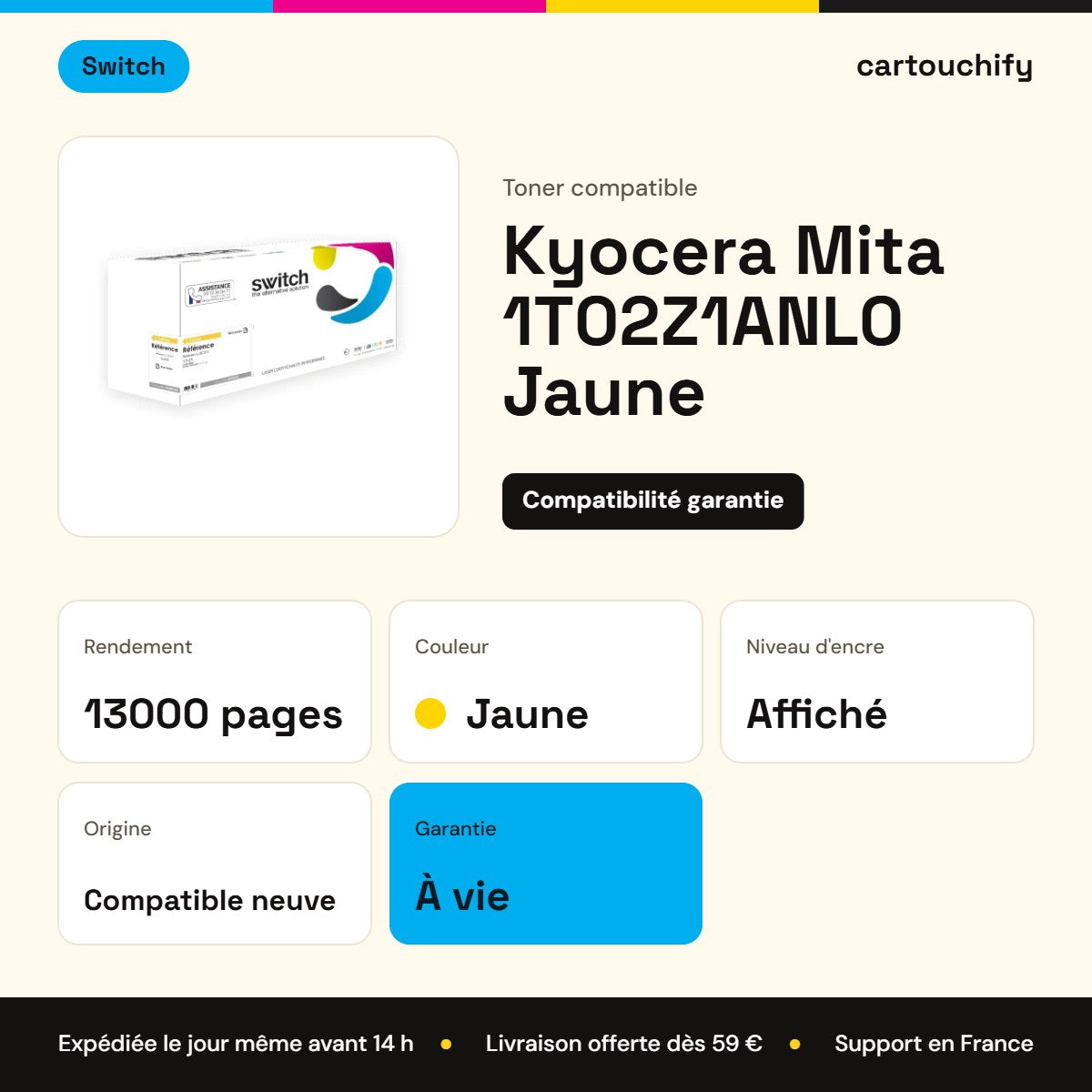 Kyocera Mita 1T02Z1ANL0 Toner Jaune compatible · Switch : caractéristiques
