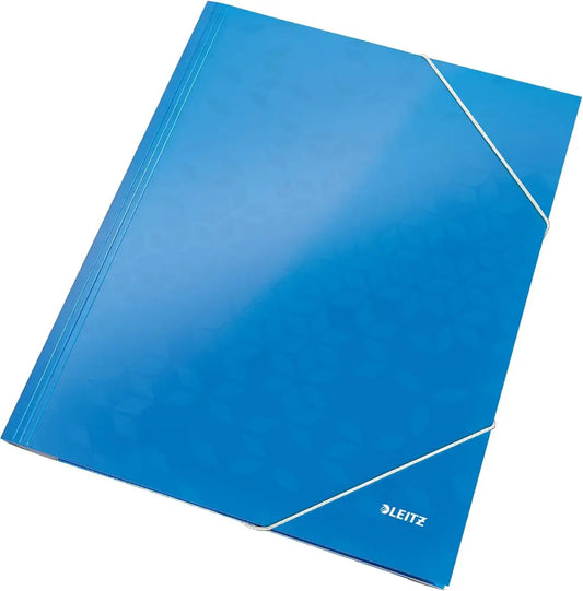 LEITZ Chemise à élastique WOW A4 carton bleu métallique - Chemises & trieurs