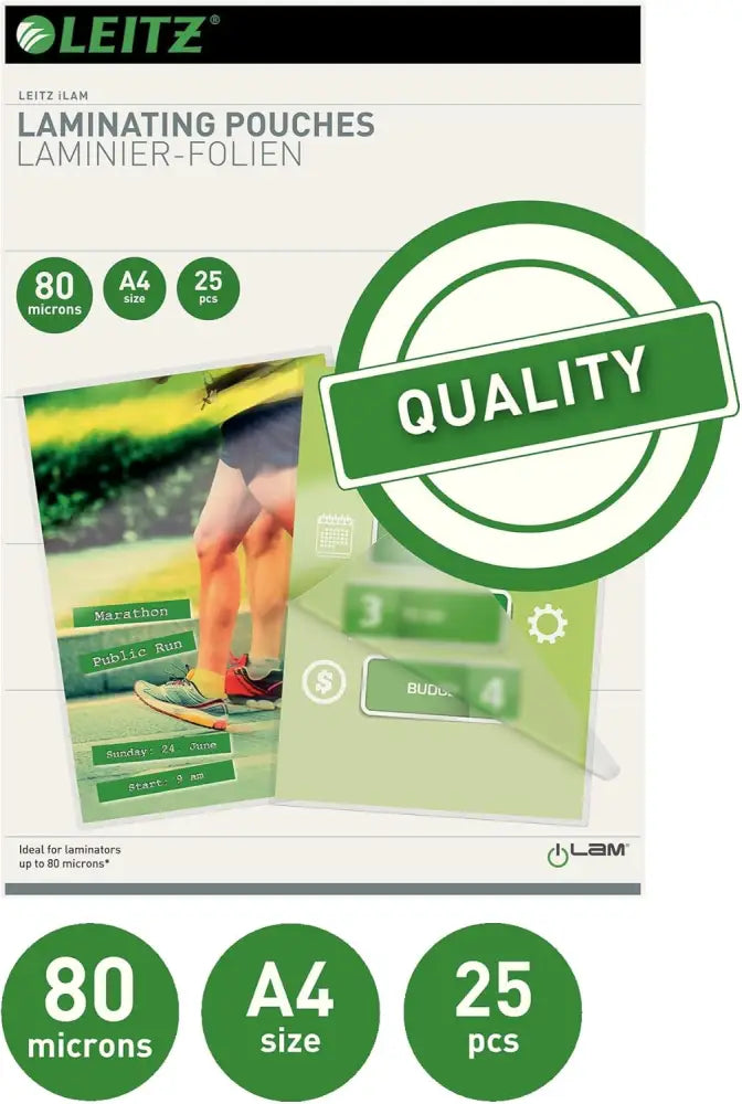 LEITZ Pochette de plastification A4 brillant 160 microns - Plastifieuses & accessoires