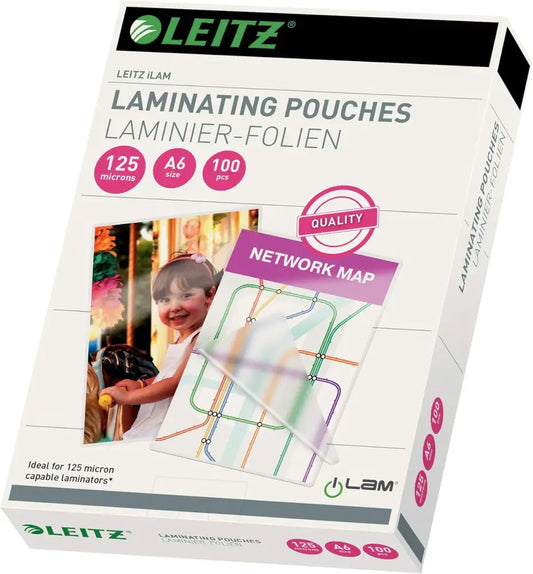 LEITZ Pochette de plastification A6 brillant 250 microns - Plastifieuses & accessoires