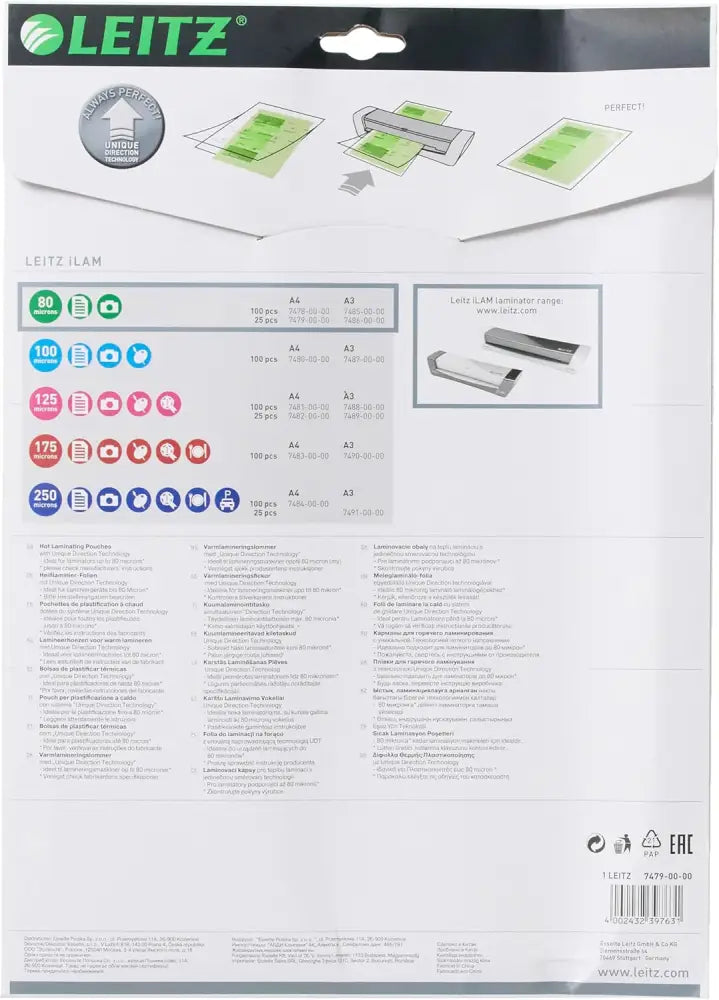 LEITZ Pochette de plastification iLAM A4 brillant - Plastifieuses & accessoires