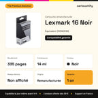 Lexmark 16 Cartouche Noir remanufacturé équivalent à 010N0016E : caractéristiques