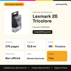 Lexmark 26 Cartouche Tricolore remanufacturé équivalent à 010N0026 : caractéristiques