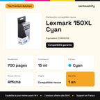 Lexmark 150XL Cartouche Cyan compatible équivalent à 014N1615E : caractéristiques
