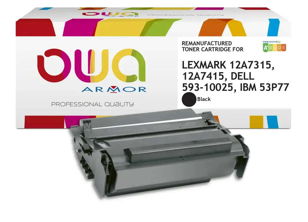 LEXMARK 12A7315 12A7415 DELL 593-10025 IBM 53P77, Toner Noir haute capacité remanufacturé - OWA