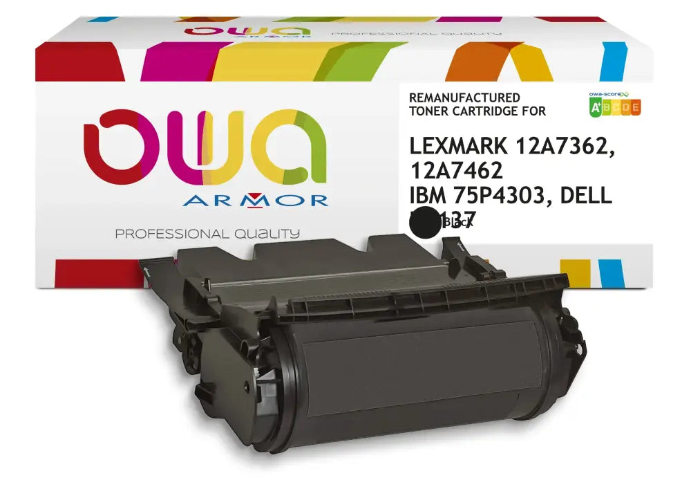 LEXMARK 12A7362 12A7462 IBM 75P4303 DELL R0137, Toner Noir haute capacité remanufacturé - OWA