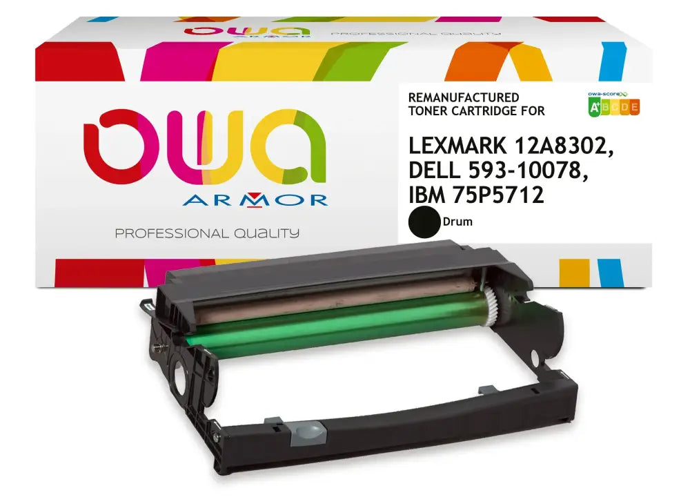 LEXMARK 12A8302 DELL 593-10078 IBM 75P5712 - tambour remanufacturé OWA - haute capacité - Noir - Toner