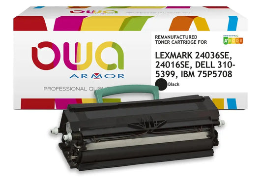 LEXMARK 24036SE 24016SE DELL 310-5399 IBM 75P5708 - Cartouche laser compatible - Noir - Toner remanufacturé OWA