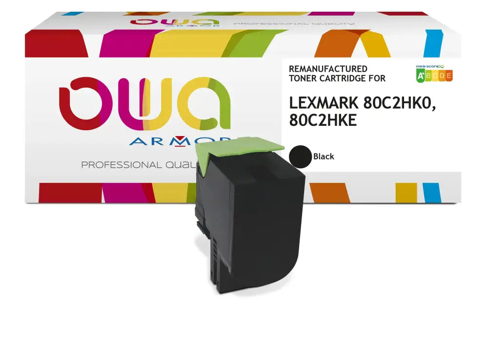 LEXMARK 80C2HKE 80C2HK0 - Cartouche laser compatible - haute capacité - Noir - Toner remanufacturé OWA