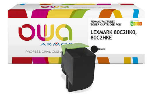 LEXMARK 80C2HKE 80C2HK0 - Cartouche laser compatible - haute capacité - Noir - Toner remanufacturé OWA