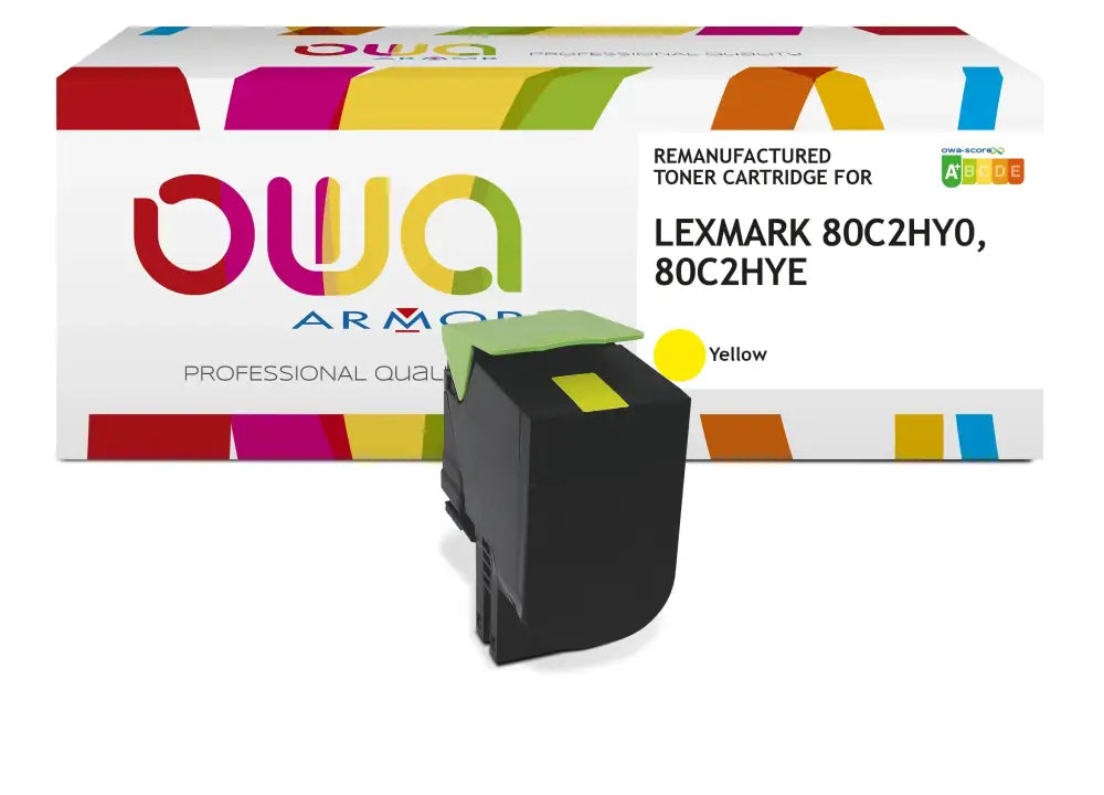 LEXMARK 80C2HYE 80C2HY0 - Cartouche laser compatible - haute capacité - Jaune - Toner remanufacturé OWA