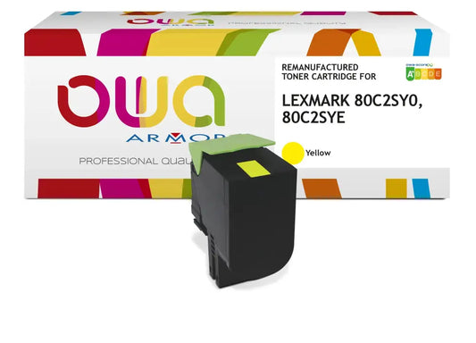 LEXMARK 80C2SYE 80C2SY0 - Cartouche laser compatible - Jaune - Toner remanufacturé OWA