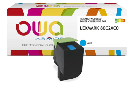 LEXMARK 80C2XC0 - Cartouche laser compatible - haute capacité - Cyan - Toner remanufacturé OWA