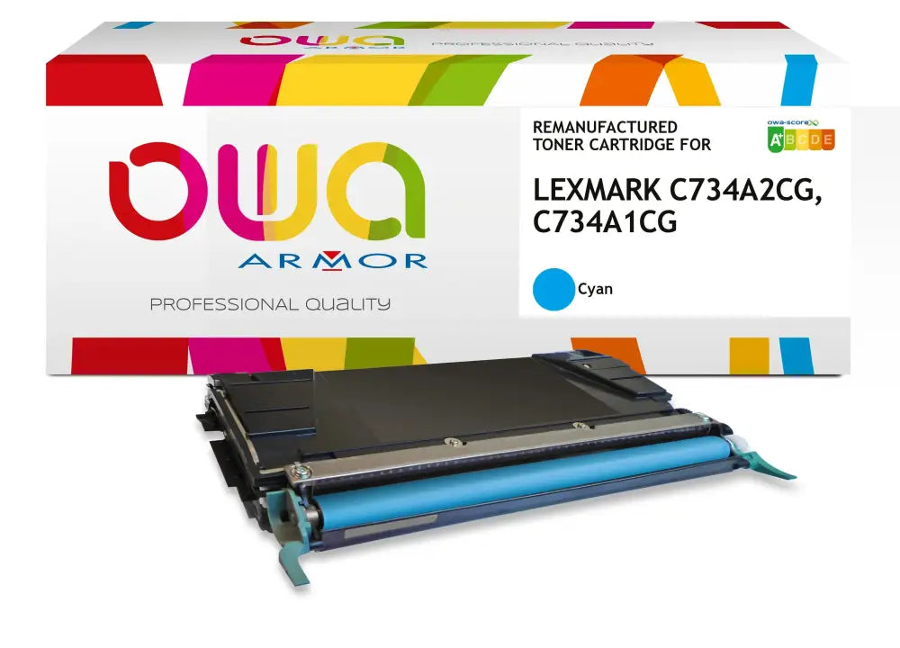 LEXMARK C734A1CG C734A2CG - Cartouche laser compatible - Cyan - Toner remanufacturé OWA