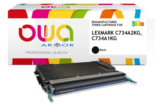 LEXMARK C734A1KG C734A2KG - Cartouche laser compatible - Noir - Toner remanufacturé OWA