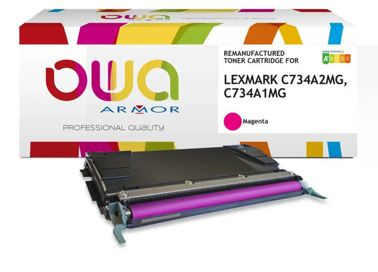 LEXMARK C734A1MG C734A2MG - Cartouche laser compatible - Magenta - Toner remanufacturé OWA