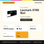 Lexmark X746 Toner Noir compatible équivalent à X746H1KG : caractéristiques