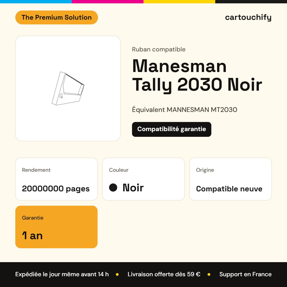 Manesman Tally 2030 Ruban Noir compatible équivalent à MANNESMAN MT2030 : caractéristiques