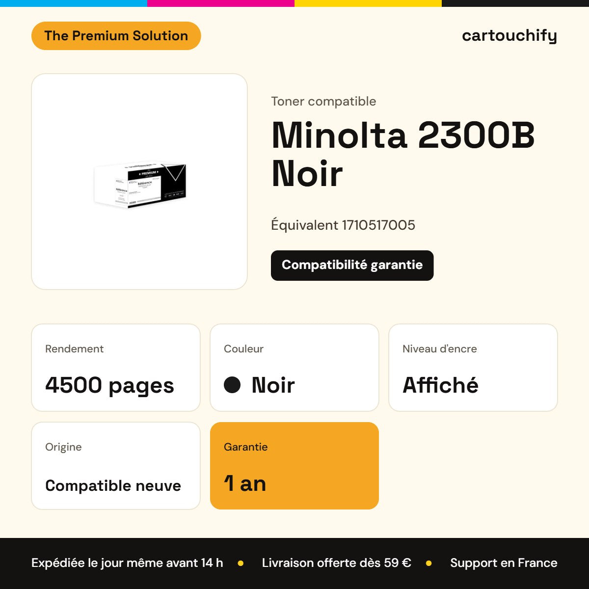 Minolta 2300B Toner Noir compatible équivalent à 1710517005 : caractéristiques