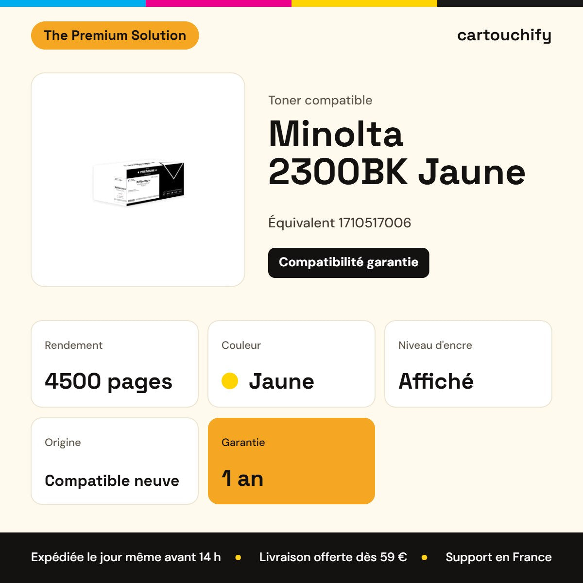 Minolta 2300BK Toner Jaune compatible équivalent à 1710517006 : caractéristiques