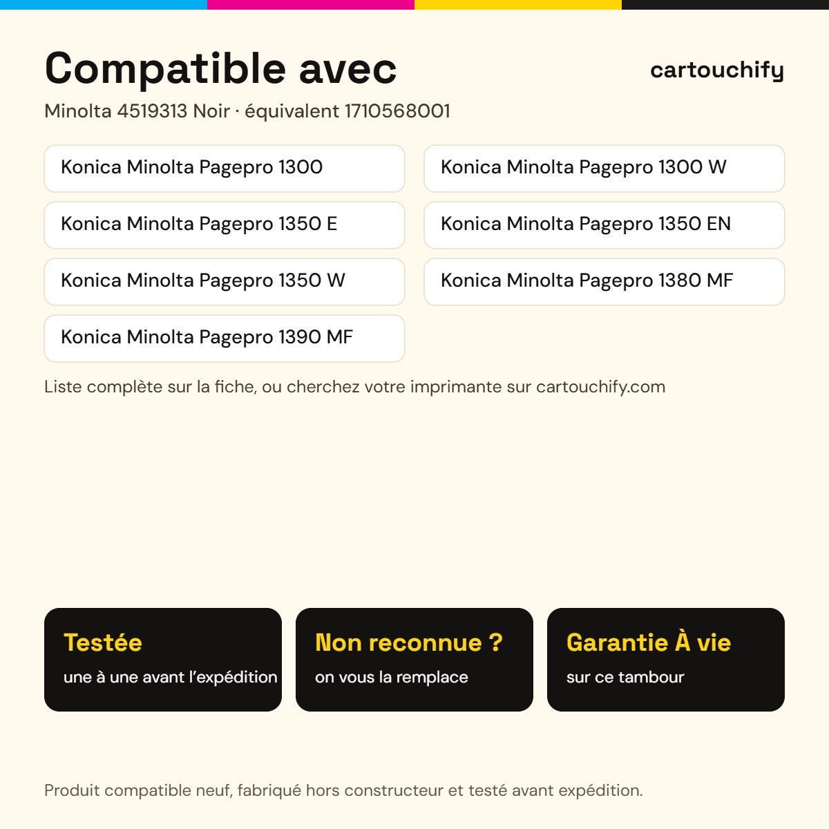 Imprimantes compatibles avec Minolta 4519313 Tambour Noir compatible équivalent à 1710568001 · Switch