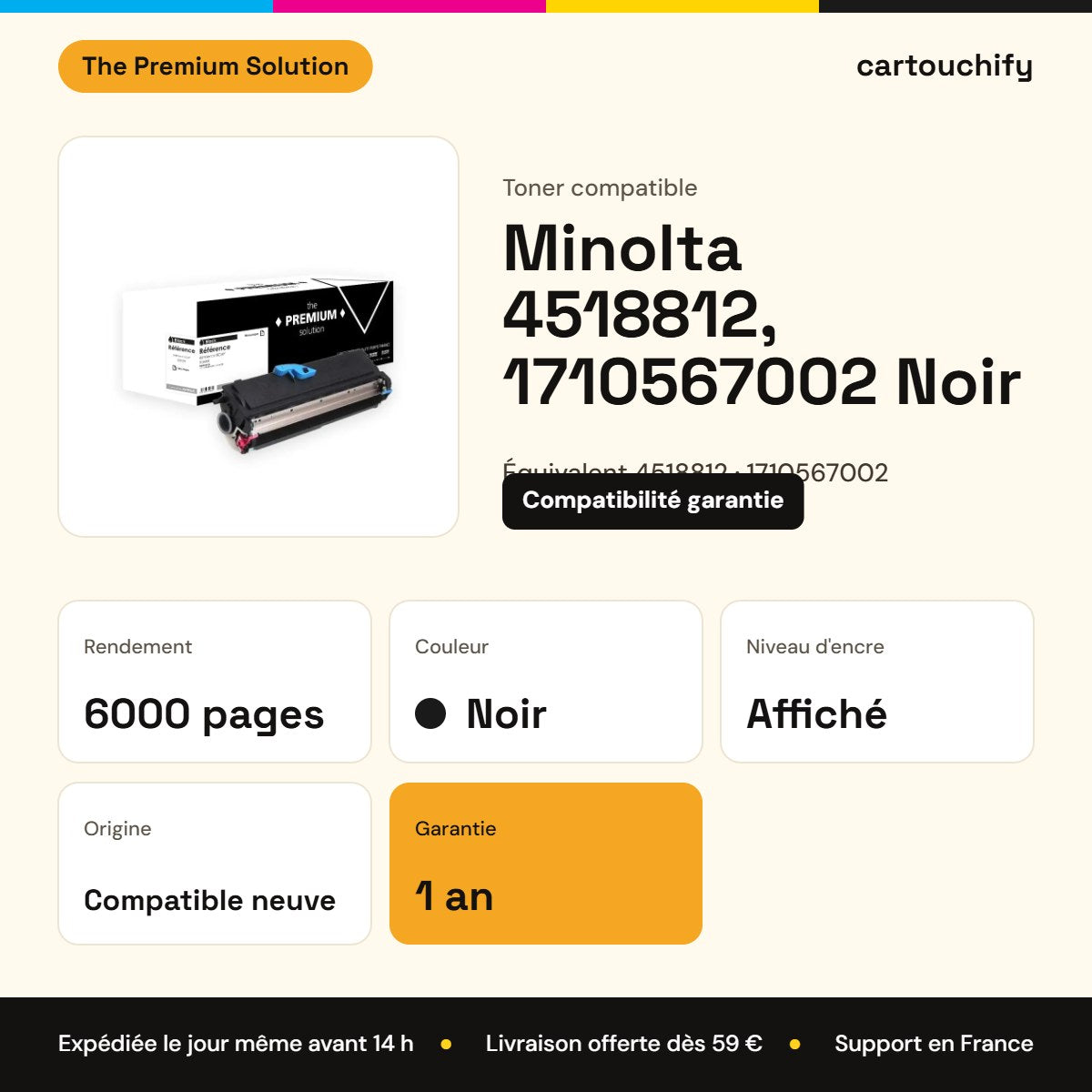 Minolta 4518812, 1710567002 Toner Noir compatible équivalent à 4518812, 1710567002 : caractéristiques