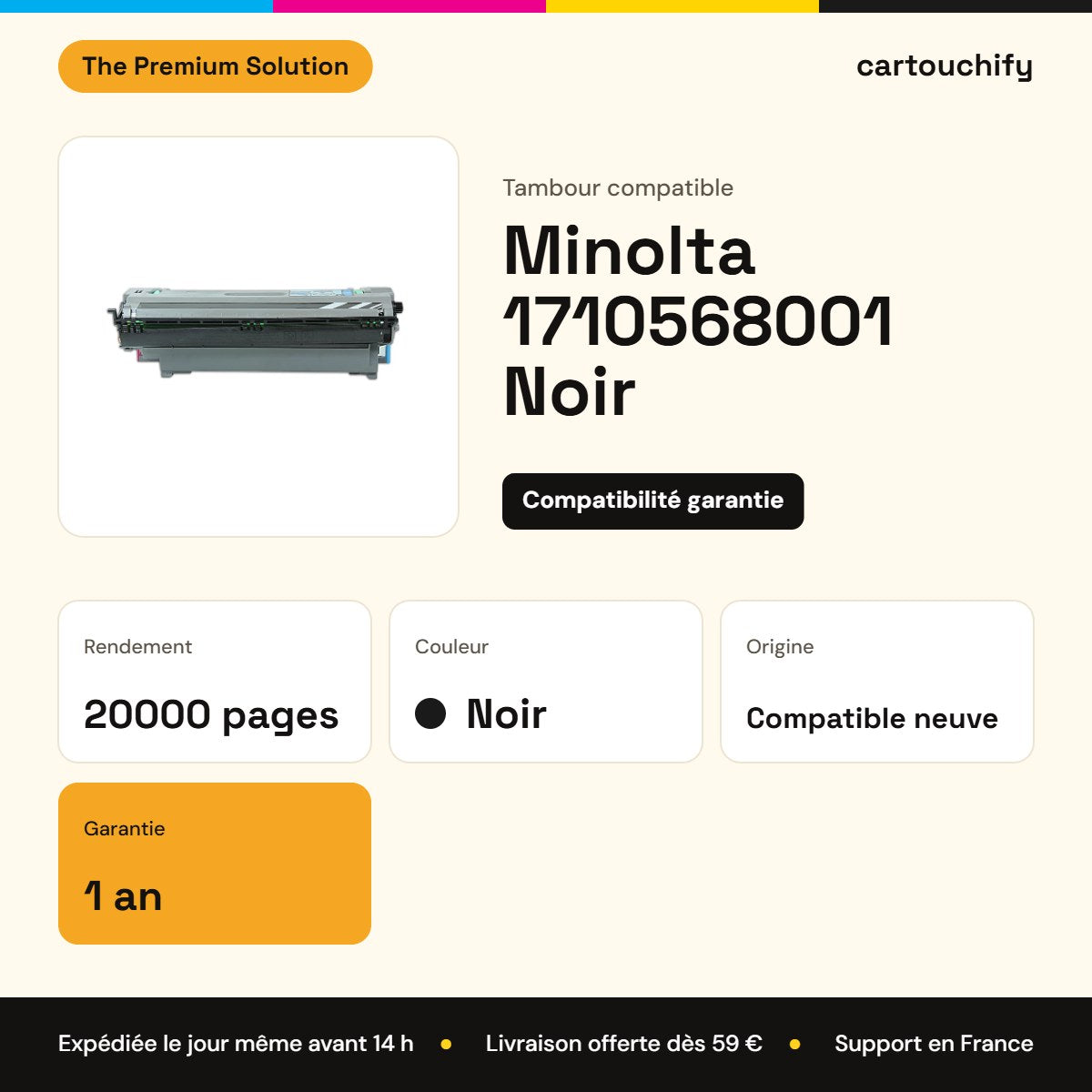 Minolta 1710568001 Tambour Noir compatible équivalent à 4519313 · Premier Prix : caractéristiques