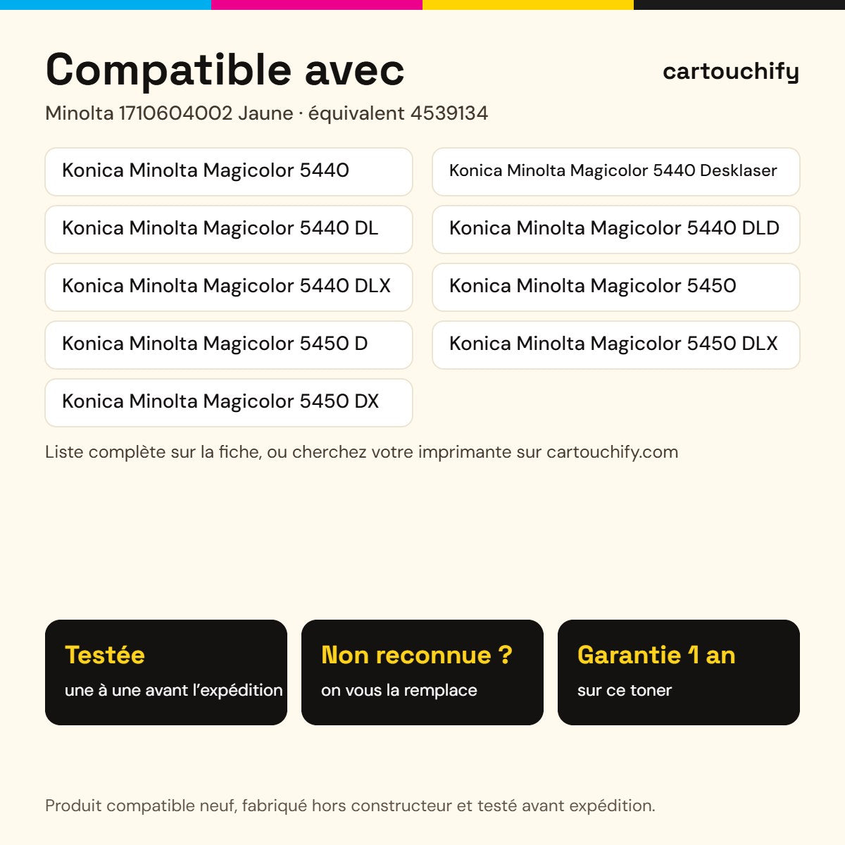 Imprimantes compatibles avec Minolta 1710604002 Toner Jaune compatible équivalent à 4539134 · Premier Prix