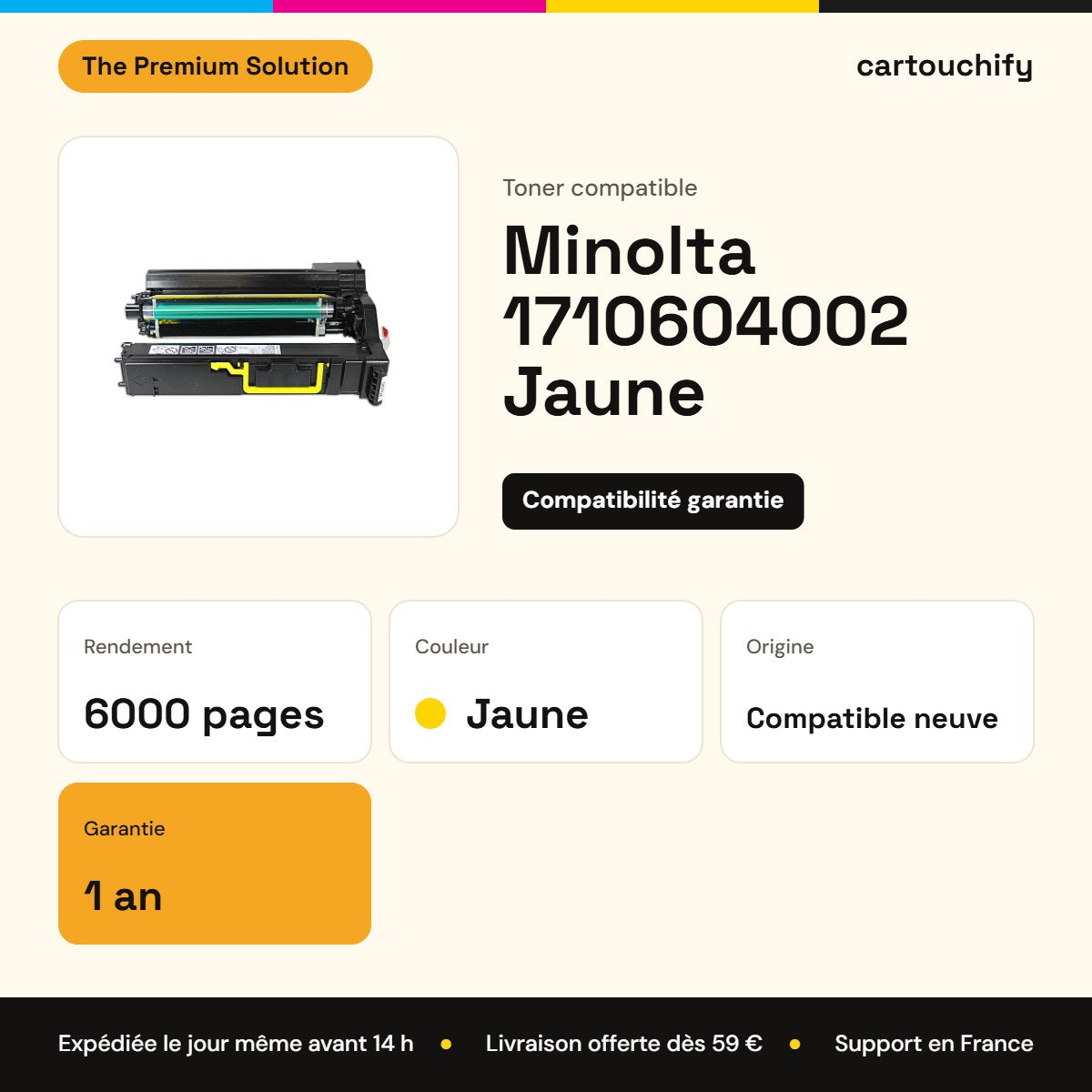 Minolta 1710604002 Toner Jaune compatible équivalent à 4539134 · Premier Prix : caractéristiques