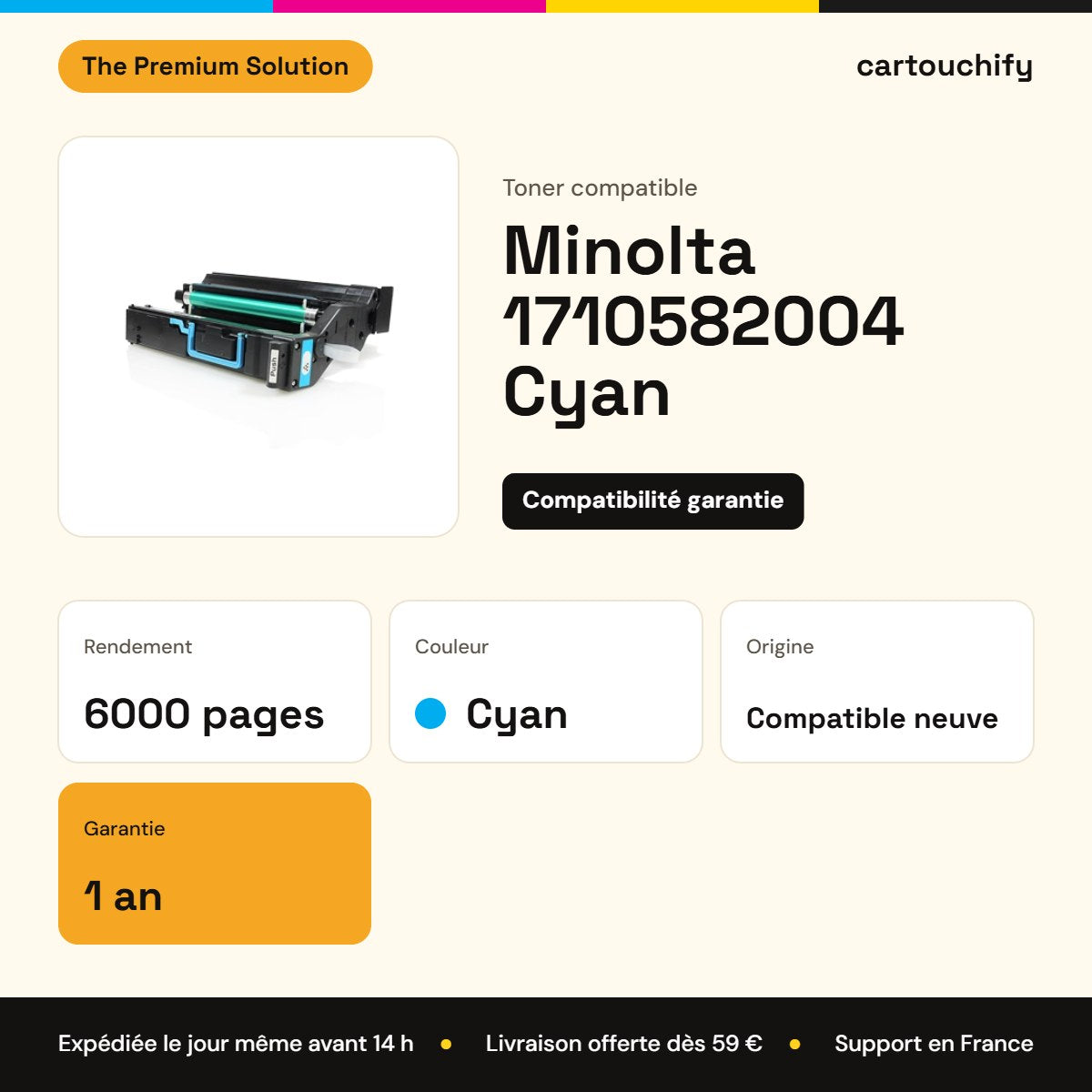 Minolta 1710582004 Toner Cyan compatible équivalent à 4539332 · Premier Prix : caractéristiques