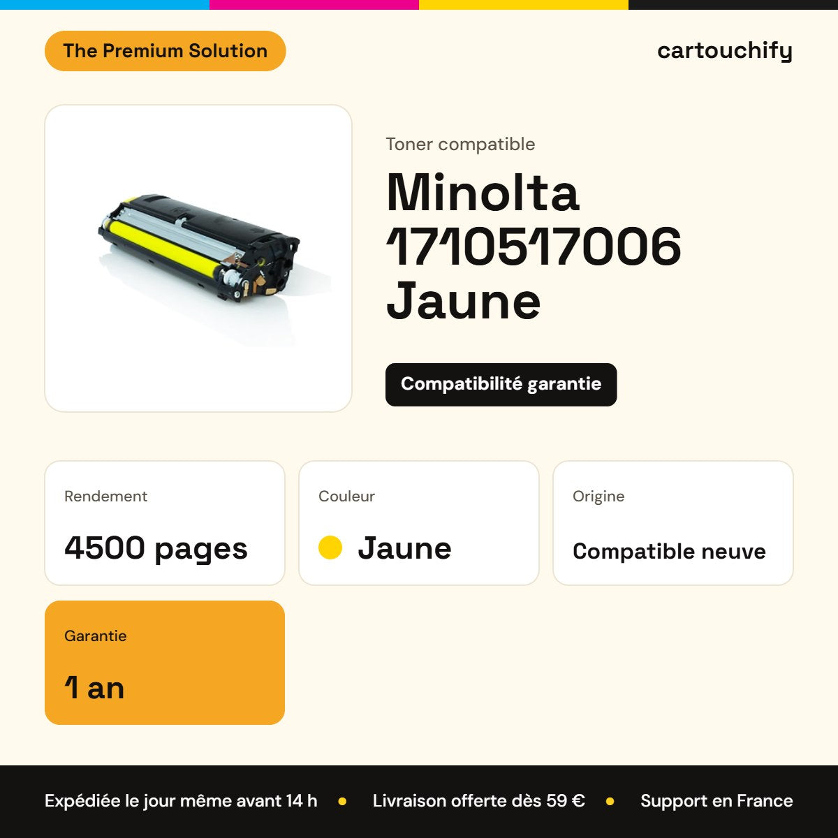 Minolta 1710517006 Toner Jaune compatible équivalent à 4576311 · Premier Prix : caractéristiques