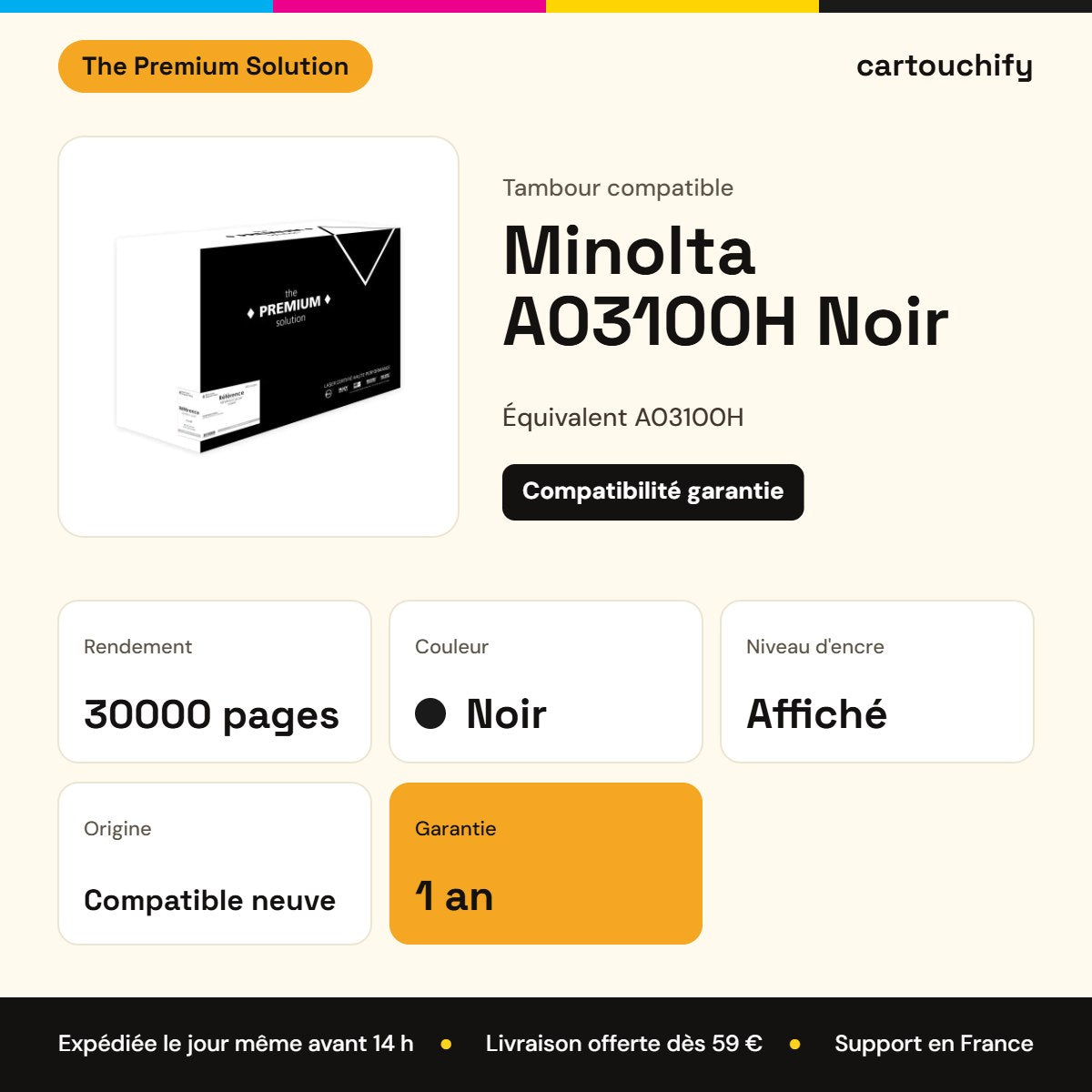 Minolta A03100H Tambour Noir compatible : caractéristiques