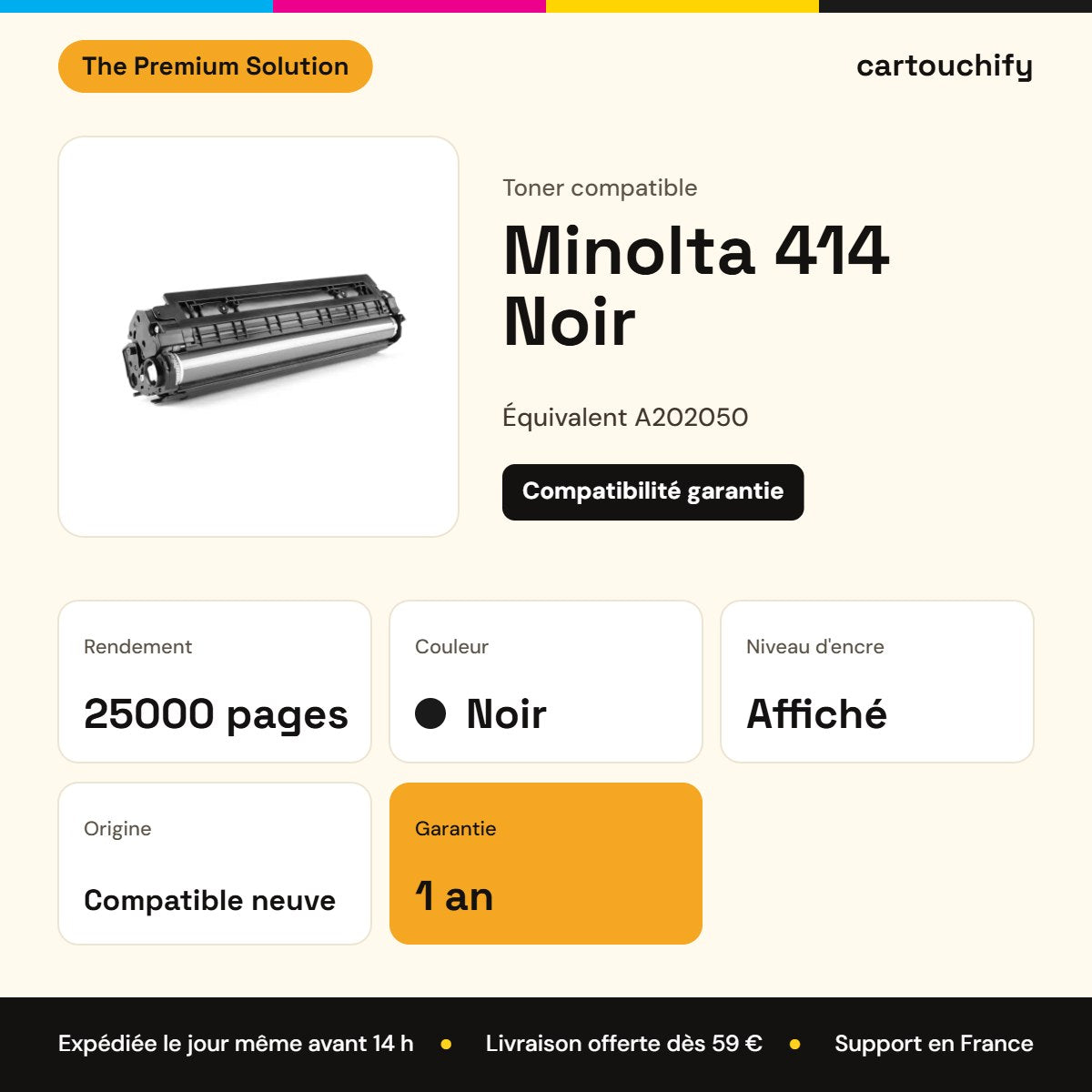Minolta 414 Toner Noir compatible équivalent à A202050 : caractéristiques