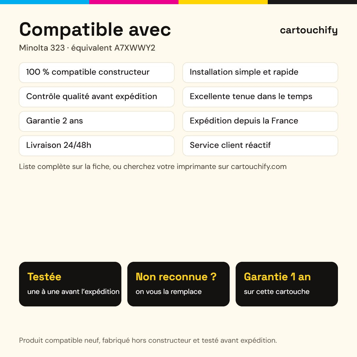 Imprimantes compatibles avec Minolta 323 Bac maintenance compatible équivalent à A7XWWY2, WX104