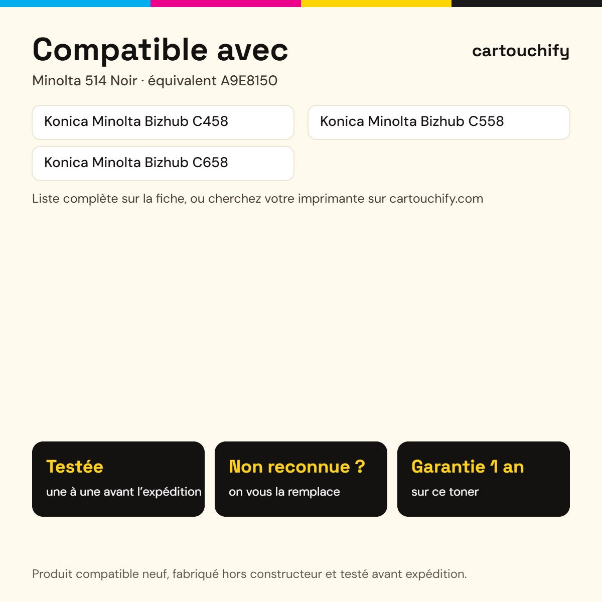 Imprimantes compatibles avec Minolta 514 Toner Noir compatible équivalent à A9E8150