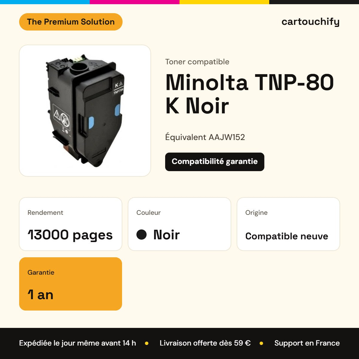 Minolta TNP-80 K Toner Noir compatible équivalent à AAJW152 · Premier Prix : caractéristiques