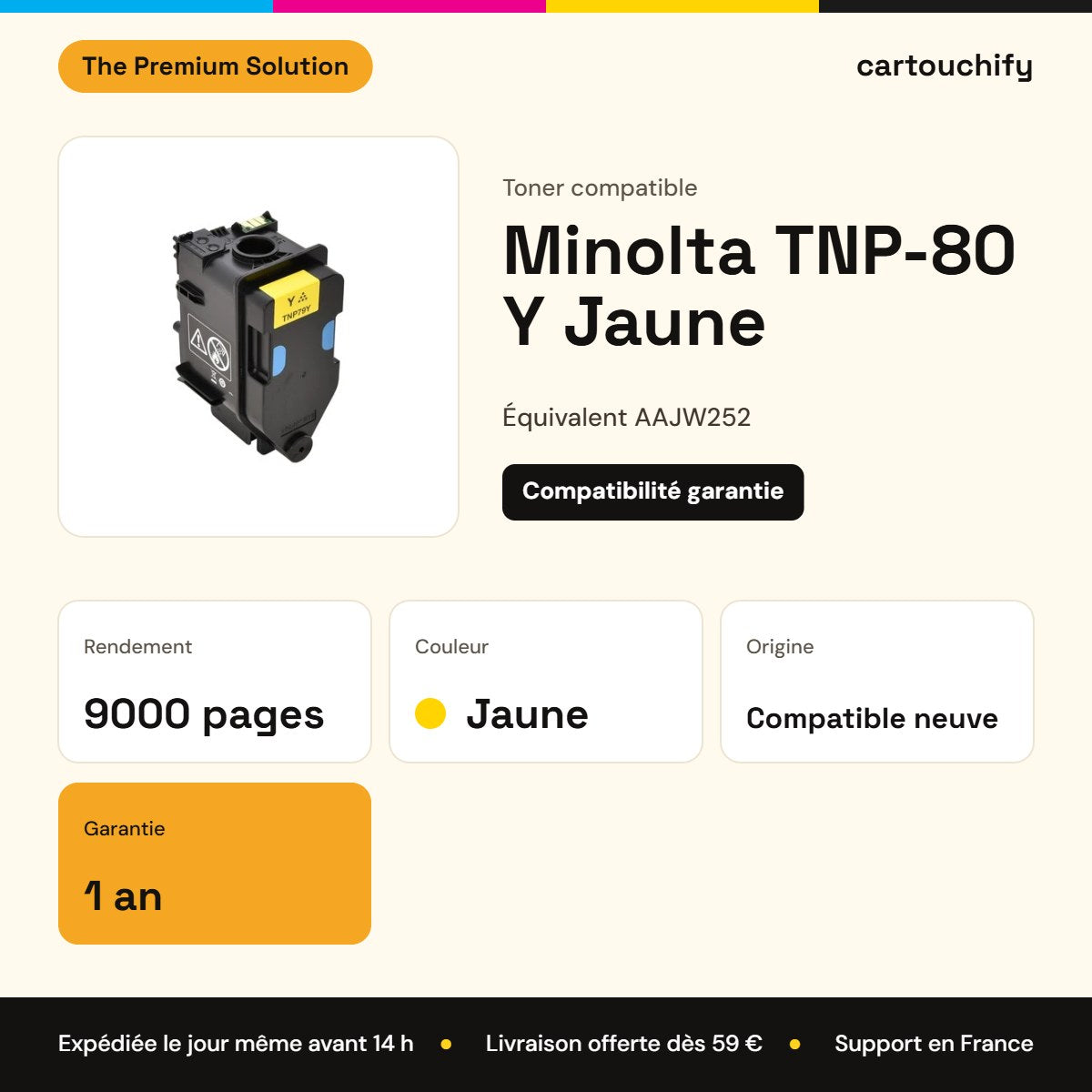 Minolta TNP-80 Y Toner Jaune compatible équivalent à AAJW252 · Premier Prix : caractéristiques