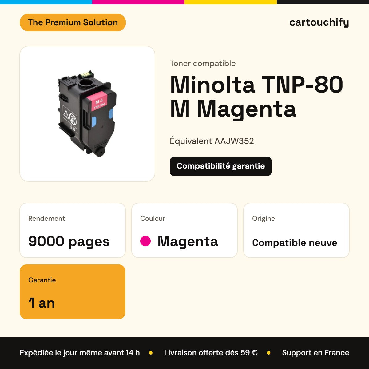 Minolta TNP-80 M Toner Magenta compatible équivalent à AAJW352 · Premier Prix : caractéristiques