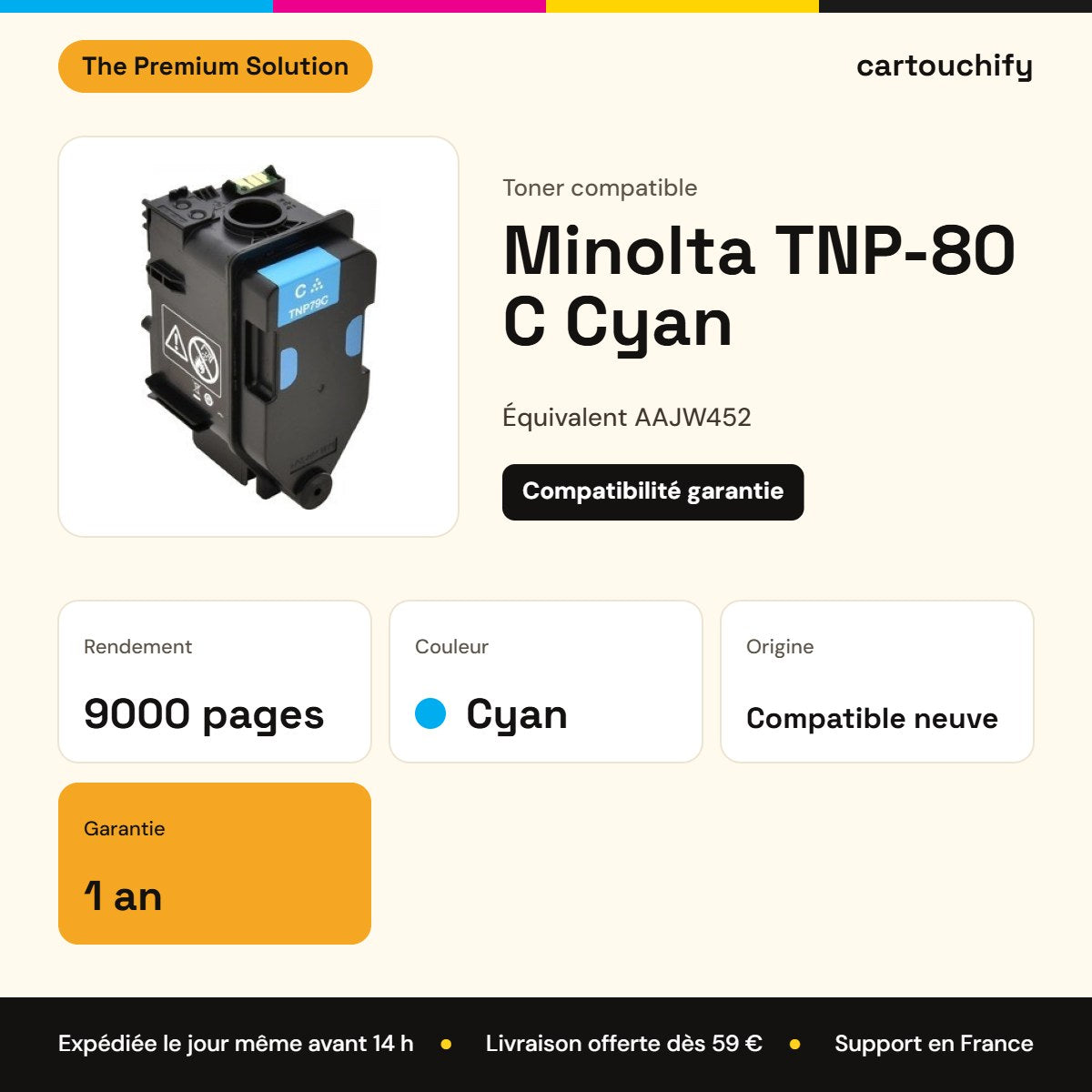 Minolta TNP-80 C Toner Cyan compatible équivalent à AAJW452 · Premier Prix : caractéristiques