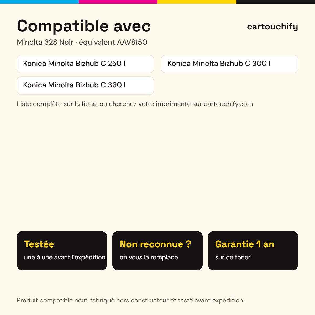 Imprimantes compatibles avec Minolta 328 Toner Noir compatible équivalent à AAV8150, TN328K