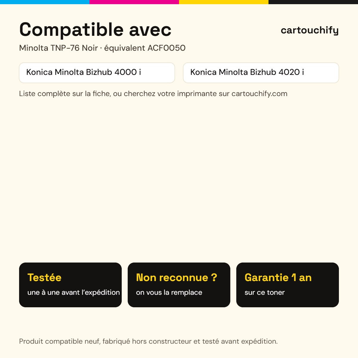 Imprimantes compatibles avec Minolta TNP-76 Toner Noir compatible équivalent à ACF0050 · Premier Prix