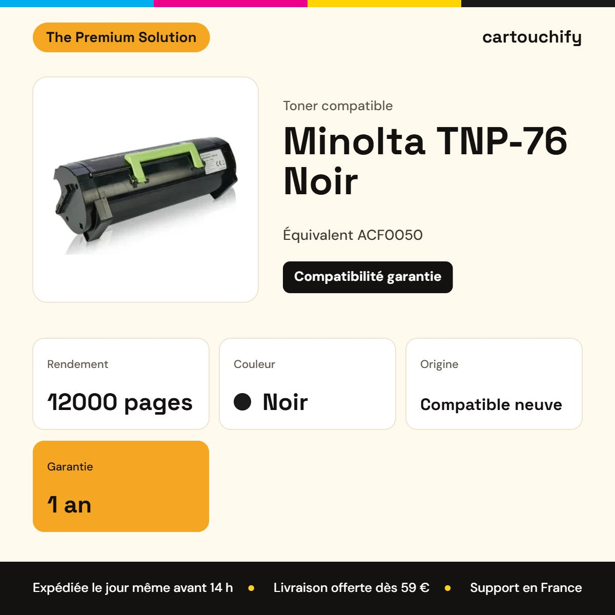 Minolta TNP-76 Toner Noir compatible équivalent à ACF0050 · Premier Prix : caractéristiques