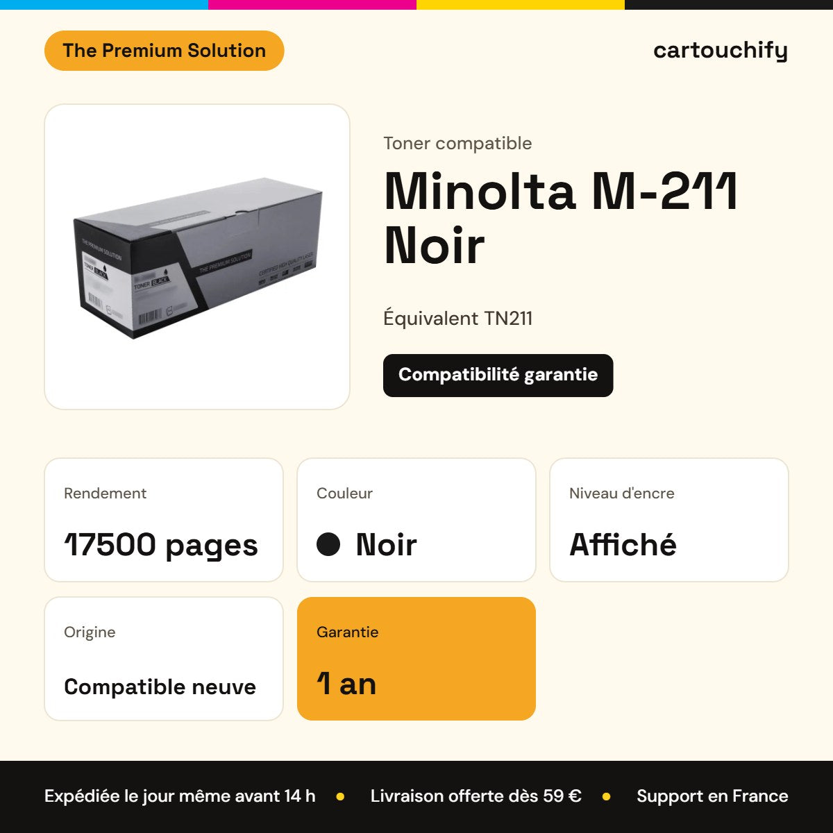 Minolta M-211 Toner Noir compatible équivalent à TN211 : caractéristiques